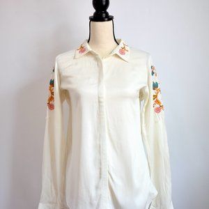 Button down shirt with embroidery NWOT